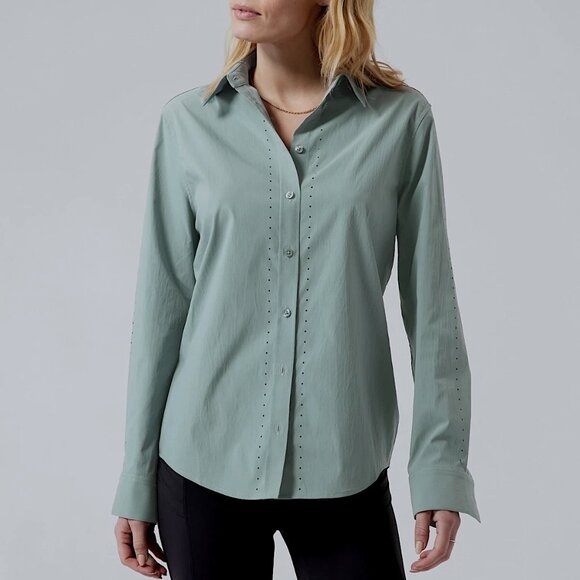 Athleta Midtown Shirt II Laser Cut Size Large - NWT - Picture 1 of 16